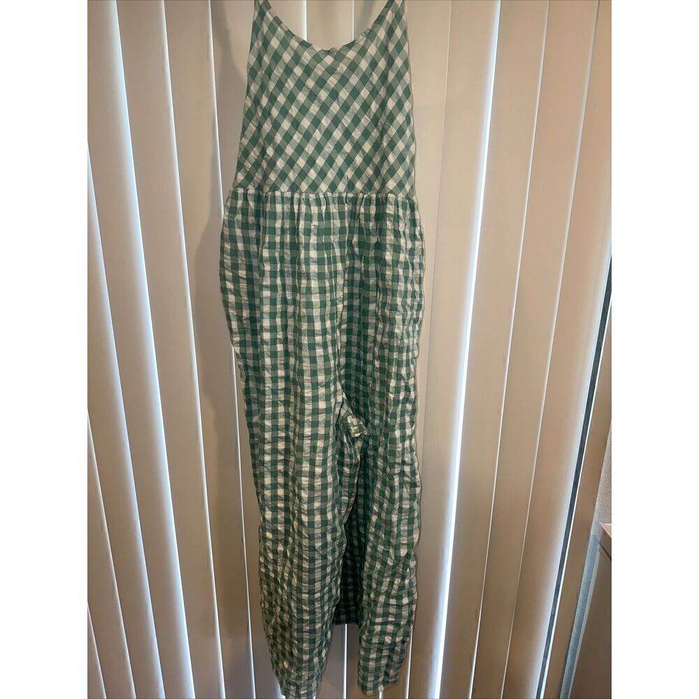 Nordstrom Green Gingham Tie Back Ankle Jumpsuit SZ 2XL. NWT. 6 - Picture 3 of 10